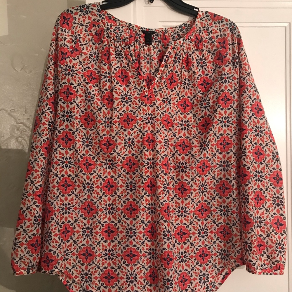 JCrew Block Print Blouse